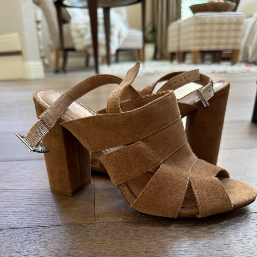 Halogen Raven Sandal Suede Block Heel Strappy